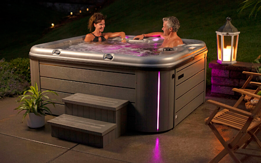 nordic hot tubs couple - backyard makeover ideas