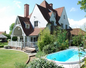 Outdoor swim spa installation.