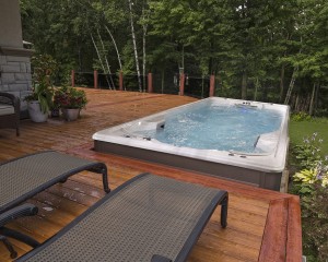 Outdoor swim spa installation.
